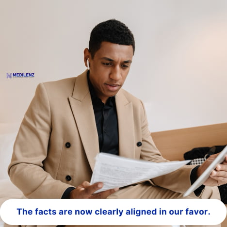 Legal professional reviewing medical records to strengthen a case using accurate medical chronology