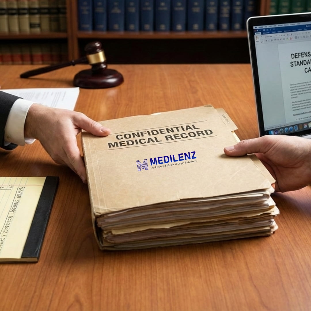 Attorneys reviewing medical records from different legal perspectives