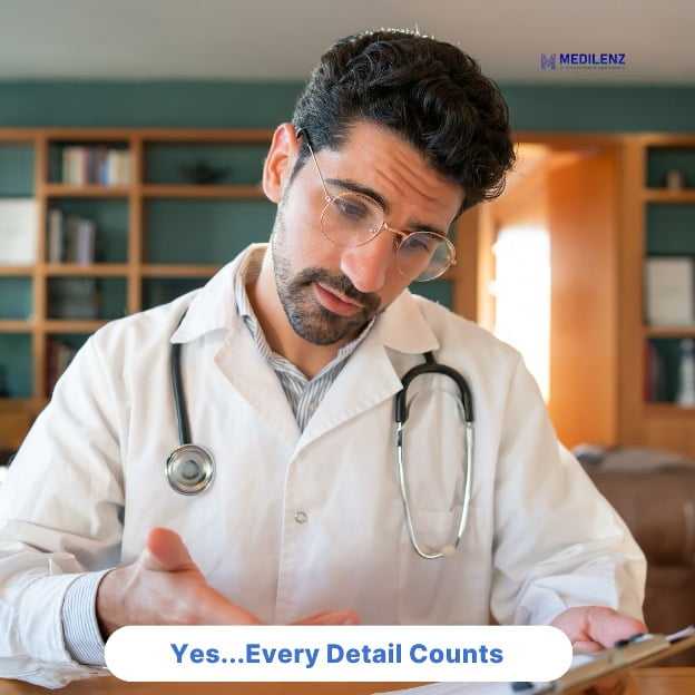 Experienced doctor giving a thumbs-up, emphasizing the value of expert involvement in medical record analysis.