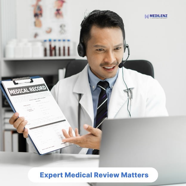 Physician carefully examining patient documents, highlighting how every medical detail matters in legal cases.