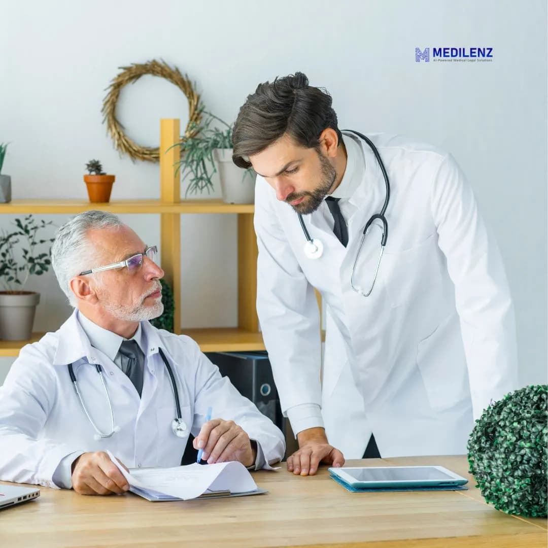 Medical record review identifying documentation inconsistencies across multiple providers and treatment periods